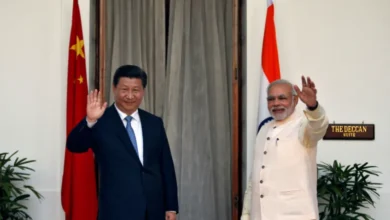 India’s Prime Minister Narendra Modi (R) and China’s President Xi Jinping meet at Hyderabad House in New Delhi, on September 18, 2014