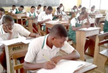 Students writing exams