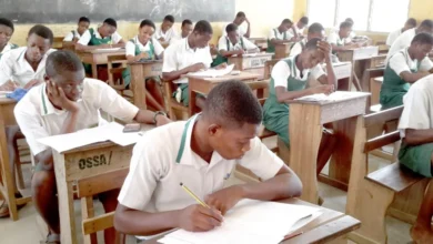 Students writing exams