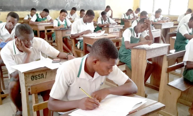 Students writing exams