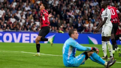 Tijjani Reijnders (left) slammed Milan 3-1 ahead to stun the home Real Madrid crowd