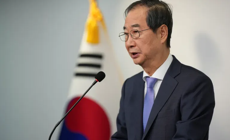 South Korean Prime Minister Han Duck-soo speaks in Seoul, South Korea, on December 8, 2024