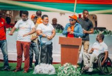 Madam Patricia Appiagyei, MP for Asokwa and Deputy Majority Leader addressing PWDs in Asokwa during the world disability day.