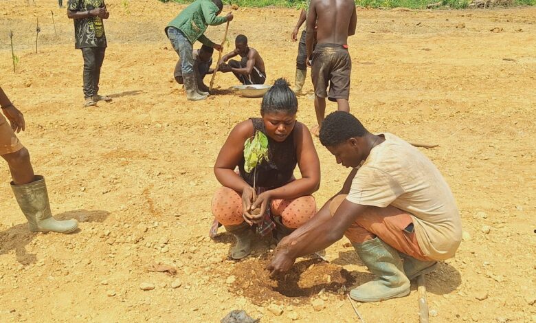 Some of the reclamation activities of Edelmetallum at Amansie South District by its workers.