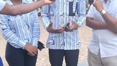 Mr Richard Owusu, SRC President at CSU flanked by Comfort Asare and Philemon Klokpordzi Williams, Deputy General Secretary and External Affairs Officer respectively.