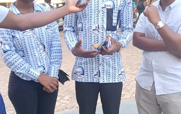 Mr Richard Owusu, SRC President at CSU flanked by Comfort Asare and Philemon Klokpordzi Williams, Deputy General Secretary and External Affairs Officer respectively.