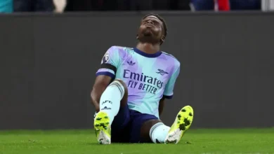 Bukayo Saka sustained a hamstring injury during Arsenal's win at Crystal Palace on 21 December