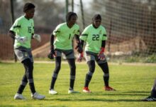 Cynthia Konlan (middle) training ahead of friendly against Morocco