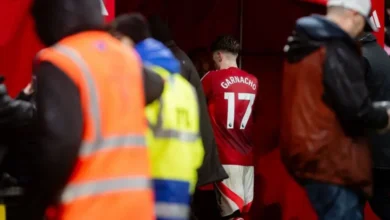 Manchester United winger Alejandro Garnacho heads down the tunnel after being substituted in the 3-2 win against Ipswich