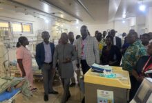 Dr Thomas Anabah(3rd left), MP and Leader Parliamentary Select Committee on Health To KATH with Professor Otchere Addai-Mensah, CEO of KATH on a tour of the facility Wednesday afternoon